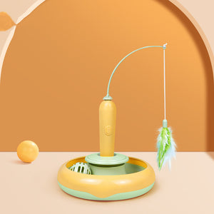 2-in-1 Feather Cat Toy Turntable