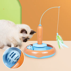 2-in-1 Feather Cat Toy Turntable