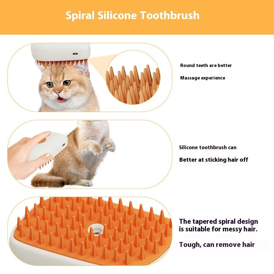 USB Rechargeable Pet Steam Brush Massage Comb