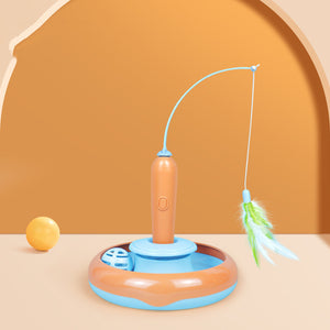 2-in-1 Feather Cat Toy Turntable